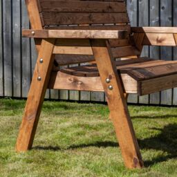 Samuel Alexander Charles Taylor Hand Made Traditional Chunky Rustic Wooden Garden Chair Furniture Flat Packed in Brown - thumbnail 5