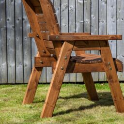 Samuel Alexander Charles Taylor Hand Made Traditional Chunky Rustic Wooden Garden Chair Furniture Flat Packed in Brown - thumbnail 3