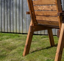 Samuel Alexander Charles Taylor Hand Made Traditional Chunky Rustic Wooden Garden Chair Furniture Flat Packed in Brown - thumbnail 4