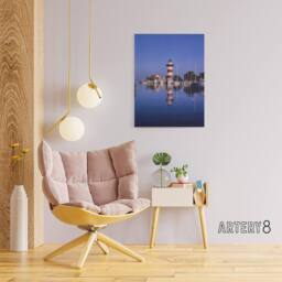 "Artery8 Harbourtown Lighthouse South Carolina Margolies Canvas Wall Art Print in Blue - Size: W12"" x H16""" - thumbnail 3