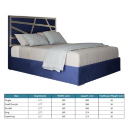 KDMD Cloudrest Upholstered Soft Velvet Metal Designer Bed Frame in Blue - Size: Single - thumbnail 5