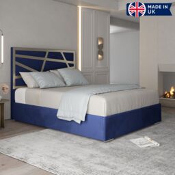 KDMD Cloudrest Upholstered Soft Velvet Metal Designer Bed Frame in Blue - Size: Single