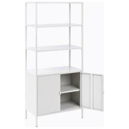 Wyld and Coco Light Grey Powder-Coated Steel Office Cabinet with 5 Shelves - thumbnail 4