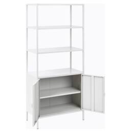 Wyld and Coco Light Grey Powder-Coated Steel Office Cabinet with 5 Shelves - thumbnail 5