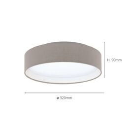 Eglo Pasteri Fabric Wired Flush Ceiling Light in Taupe - thumbnail 3