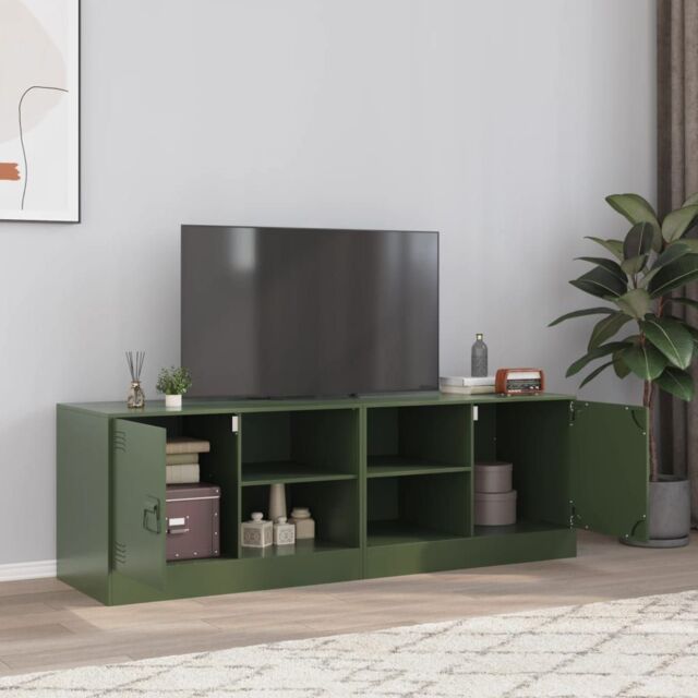 Berkfield Home TV Cabinets 2 pcs Olive Green 67x39x44 cm Steel - Size: 67 x 39 x 44 cm - image 1