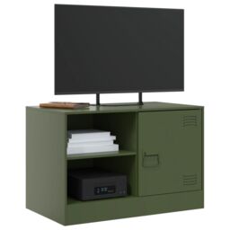 Berkfield Home TV Cabinets 2 pcs Olive Green 67x39x44 cm Steel - Size: 67 x 39 x 44 cm - thumbnail 3