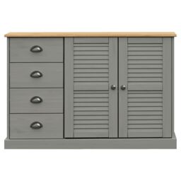 Berkfield Home Sideboard with Drawers VIGO 113x40x75 cm Grey Solid Wood Pine - Size: 113 x 40 x 75 cm - thumbnail 5
