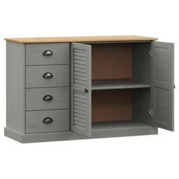 Berkfield Home Sideboard with Drawers VIGO 113x40x75 cm Grey Solid Wood Pine - Size: 113 x 40 x 75 cm - thumbnail 4