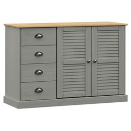 Berkfield Home Sideboard with Drawers VIGO 113x40x75 cm Grey Solid Wood Pine - Size: 113 x 40 x 75 cm - thumbnail 2