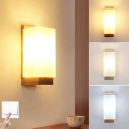 EONLION 2X Glass LED Wall Lamp Modern Indoor 3-Colour Indoor Sconce Hallway in Natural