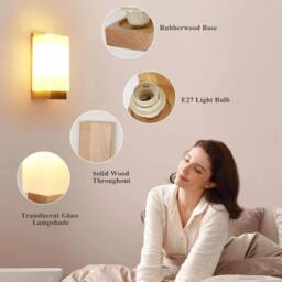 EONLION 2X Glass LED Wall Lamp Modern Indoor 3-Colour Indoor Sconce Hallway in Natural - thumbnail 3
