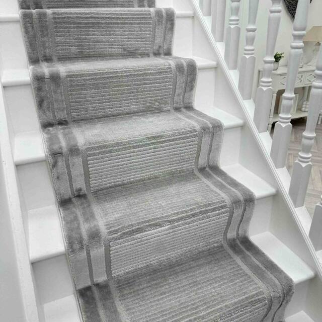 runrug Stair Runner Carpet - Soft & Comfortable, 0.39 Inch - 'Timeless' in Grey - Size: 66 cm x 690 cm - image 1