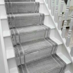 runrug Stair Runner Carpet - Soft & Comfortable, 0.39 Inch - 'Timeless' in Grey - Size: 66 cm x 690 cm - thumbnail 1