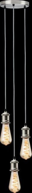 Netlighting Knightsbridge CALLA 230V E27 Vintage 3 Light Pendant Brushed Chrome CALVI3PBC in Grey - image 1
