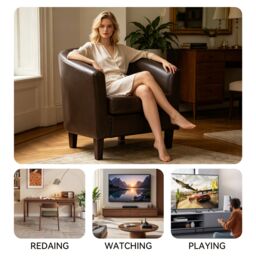 MCC Direct Tub Chair Faux Leather Arm Chair in Brown - thumbnail 8