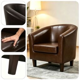 MCC Direct Tub Chair Faux Leather Arm Chair in Brown - thumbnail 6