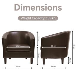 MCC Direct Tub Chair Faux Leather Arm Chair in Brown - thumbnail 9
