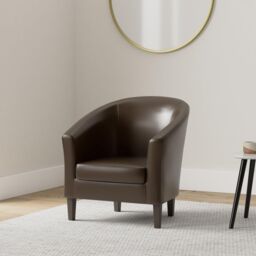 MCC Direct Tub Chair Faux Leather Arm Chair in Brown