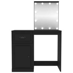 Berkfield Home White Dressing Table with LED Black 90x50x132.5 cm Engineered Wood - thumbnail 6