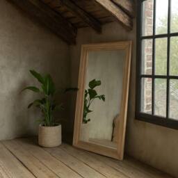 Wyld Haus Large Natural Washed Wood Rectangular Framed Mirror in Brown - thumbnail 1