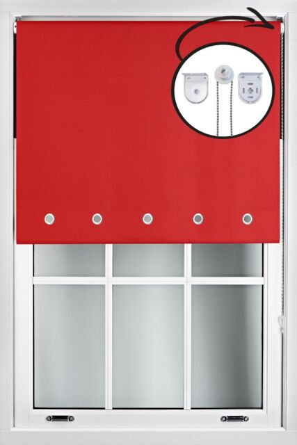 Furnished Red Blackout Roller Blinds with Chrome Round Eyelets & Metal Fittings - Size: 210 cm width x 210 cm drop - image 1