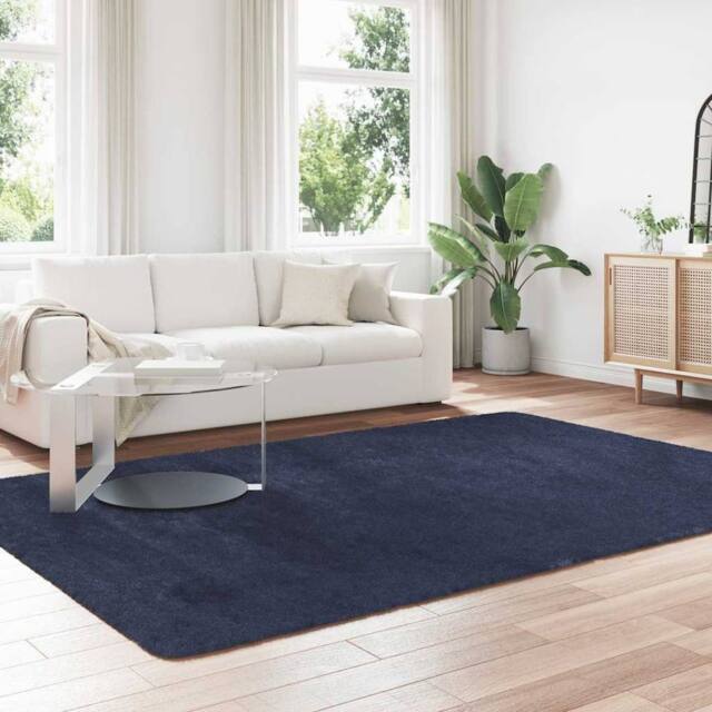 Berkfield Home Shaggy Rug High Pile NAVARRA Navy 200x290 cm Polyester - Size: Medium - image 1