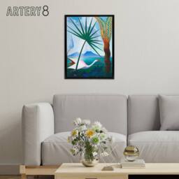 "Artery8 Joseph Stella Neapolitan Song Bay of Naples Framed Canvas Art Print - Size: W12"" x H16""" - thumbnail 3