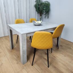KOSY KOALA Wooden Rectangle Dining Table Set With 4 Mustard Gem Pattern Chairs - Dining Room Furniture in Brown - thumbnail 6