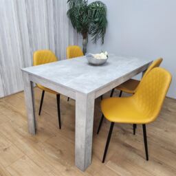 KOSY KOALA Wooden Rectangle Dining Table Set With 4 Mustard Gem Pattern Chairs - Dining Room Furniture in Brown - thumbnail 7