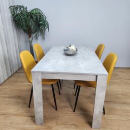KOSY KOALA Wooden Rectangle Dining Table Set With 4 Mustard Gem Pattern Chairs - Dining Room Furniture in Brown - thumbnail 4