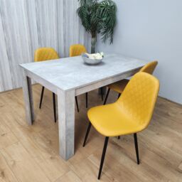 KOSY KOALA Wooden Rectangle Dining Table Set With 4 Mustard Gem Pattern Chairs - Dining Room Furniture in Brown - thumbnail 5