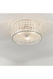 Netlighting Belfont 3 Light Bathroom Flush Ceiling Light Chrome Clear Crystal Detail IP44 G9 - thumbnail 2