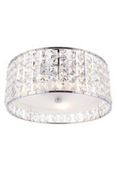Netlighting Belfont 3 Light Bathroom Flush Ceiling Light Chrome Clear Crystal Detail IP44 G9 - thumbnail 1