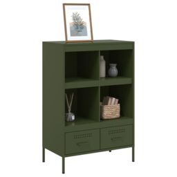 Berkfield Home Highboard Olive Green 68x39x101.5 cm Steel - thumbnail 4