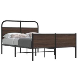 Berkfield Home Bed Frame without Mattress 140x190 cm Brown Oak Engineered Wood - thumbnail 1