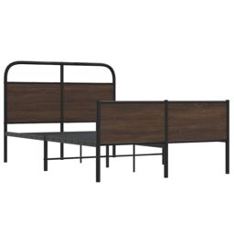Berkfield Home Bed Frame without Mattress 140x190 cm Brown Oak Engineered Wood - thumbnail 3