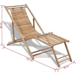 Berkfield Home Outdoor Deck Chair with Footrest Bamboo in Brown - thumbnail 7