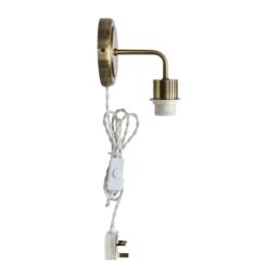 First Choice Lighting Toby - Antique Brass Plug in Wall Light Fitting Glass Not Included in Gold - thumbnail 1