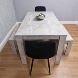 KOSY KOALA Dining Table with 2 Black Velvet Chairs & 2 Stone Grey Benches - thumbnail 3
