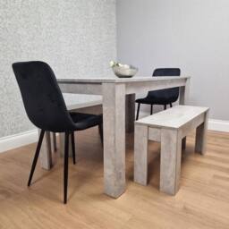KOSY KOALA Dining Table with 2 Black Velvet Chairs & 2 Stone Grey Benches - thumbnail 2