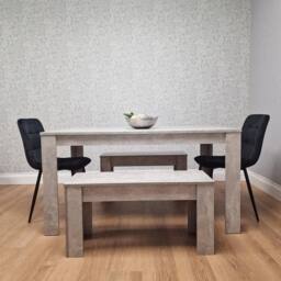 KOSY KOALA Dining Table with 2 Black Velvet Chairs & 2 Stone Grey Benches - thumbnail 5