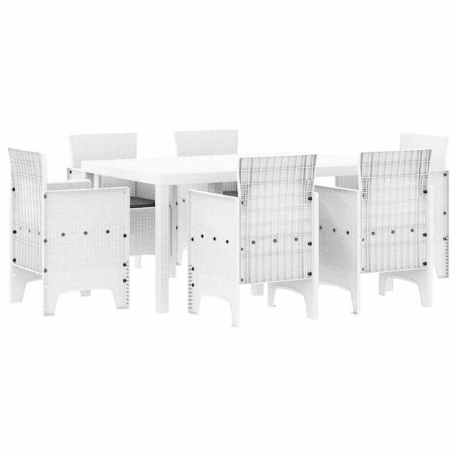 Berkfield Home 7 Piece Garden Dining Set with Cushions White Poly Rattan - image 1