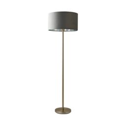 ValueLights Charlie Chrome Stem Floor Lamp with Grey Velvet & Chrome Inner Shade & Bulb - thumbnail 7