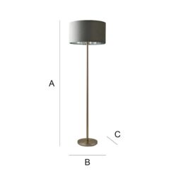 ValueLights Charlie Chrome Stem Floor Lamp with Grey Velvet & Chrome Inner Shade & Bulb - thumbnail 8