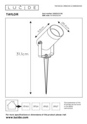 Lucide 'TAYLOR' Dimmable Outdoor Tiltable Spike Garden Spotlight 1xGU10 in Black - thumbnail 5