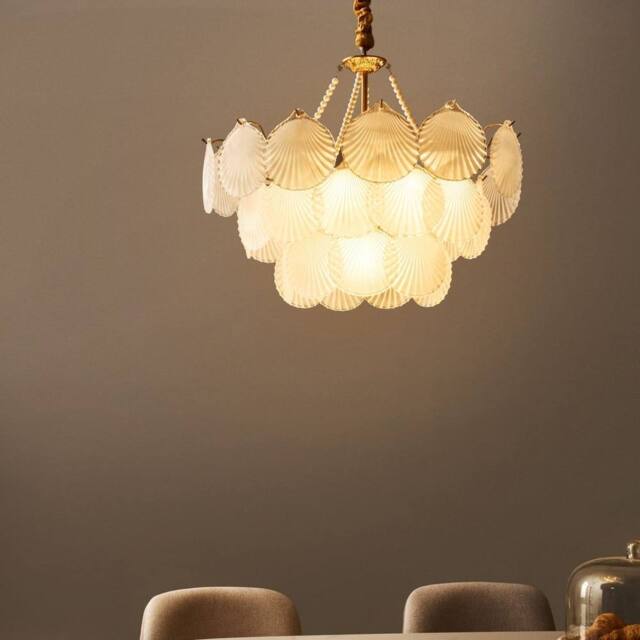 Wyld and Coco Glamour Lighting 56cm Brass-Toned Iron and Frosted Glass Chandelier in Bronze - image 1