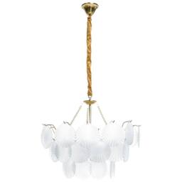 Wyld and Coco Glamour Lighting 56cm Brass-Toned Iron and Frosted Glass Chandelier in Bronze - thumbnail 5