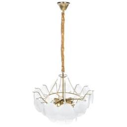 Wyld and Coco Glamour Lighting 56cm Brass-Toned Iron and Frosted Glass Chandelier in Bronze - thumbnail 6