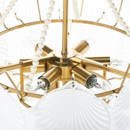 Wyld and Coco Glamour Lighting 56cm Brass-Toned Iron and Frosted Glass Chandelier in Bronze - thumbnail 7